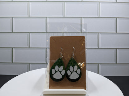 Hunter Green Paws Earrings